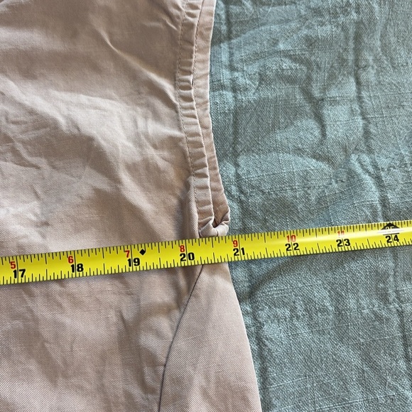 Eileen Fisher Linen Blend Mandarin Collar Shirtdress in Khaki Size Medium - Picture 6 of 7